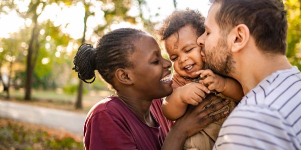 Happy family enjoying time together outdoors.