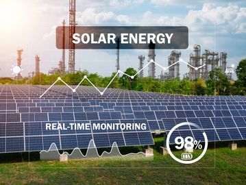 Solar field with performance monitoring and real-time reporting.
