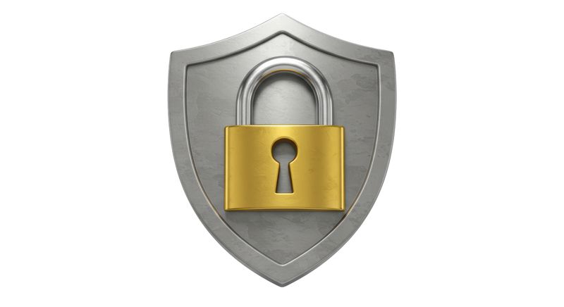 Isolated Shield with Padlock for Security