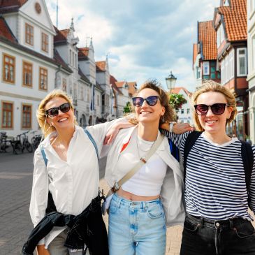 Friends traveling together on a small-group tour.