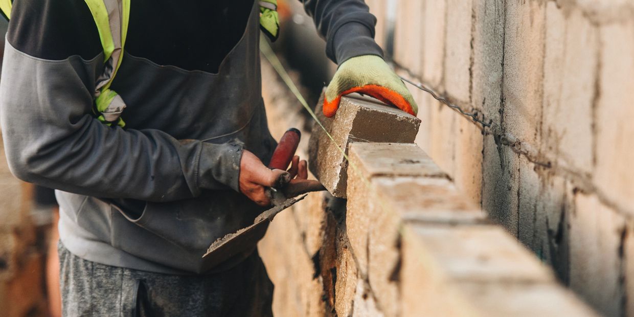 Brick wall being built