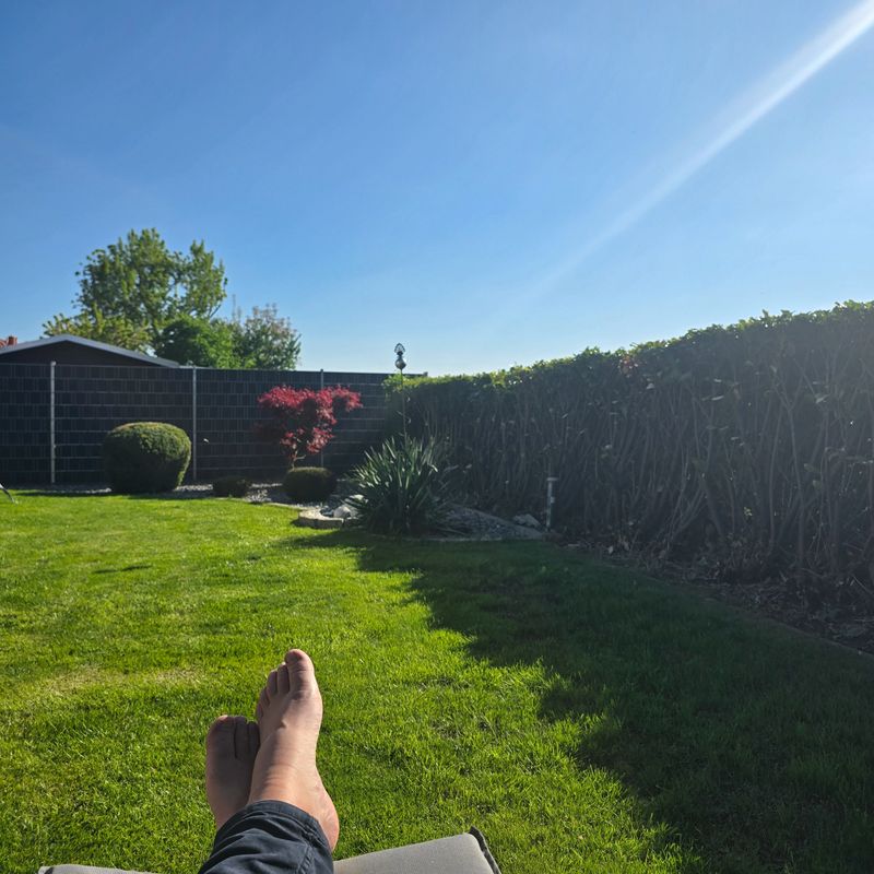 Relishing a truly serene and peaceful moment in a beautiful lush garden, soaking up the warm suns rays Wunstorf Kolenfeld