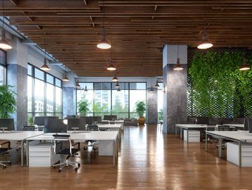 a stock photo of an empty office. 