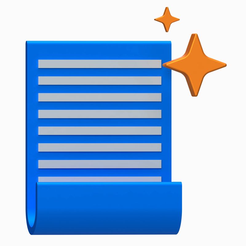 AI Script Document Icon, Document scroll representing AI-generated content or coding scripts.