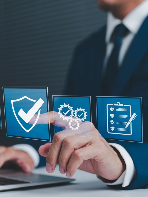 Commercial insurance professional reviewing business coverage, risk management, and policy options