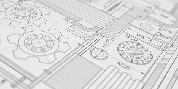 Technical blueprint with detailed mechanical gear designs and measurements.