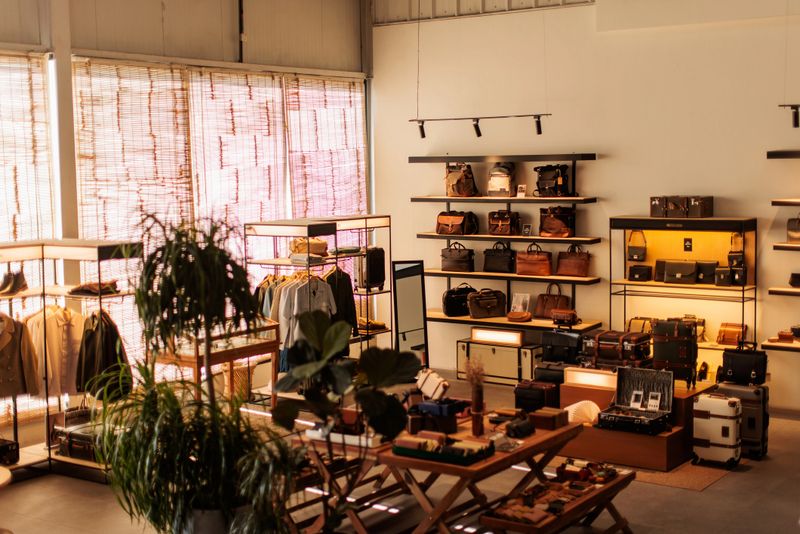 Sophisticated interior of a high-end boutique store in Dubai featuring designer clothing and accessories.