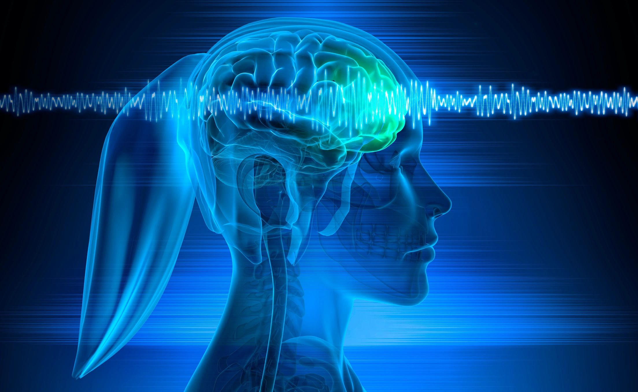 see through picture of female with visible brain waves changing