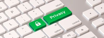 Keyboard showing image of lock and word "privacy" as keys.