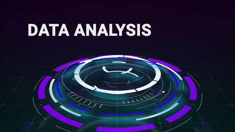 A sophisticated 3D render of a futuristic user interface with the text "DATA ANALYSIS." This digital dashboard features glowing circular elements and a holographic display on a dark, gridded background. The design, with its vibrant purple and blue colors, represents concepts of Big Data, Business Finance And Industry, and Technological Innovation. It is an ideal visual for presentations and articles on topics like Data Mining, business analytics, Financial Technology, Cyber Security Awareness Month, and Process Improvement, illustrating the cutting edge of information Technology.