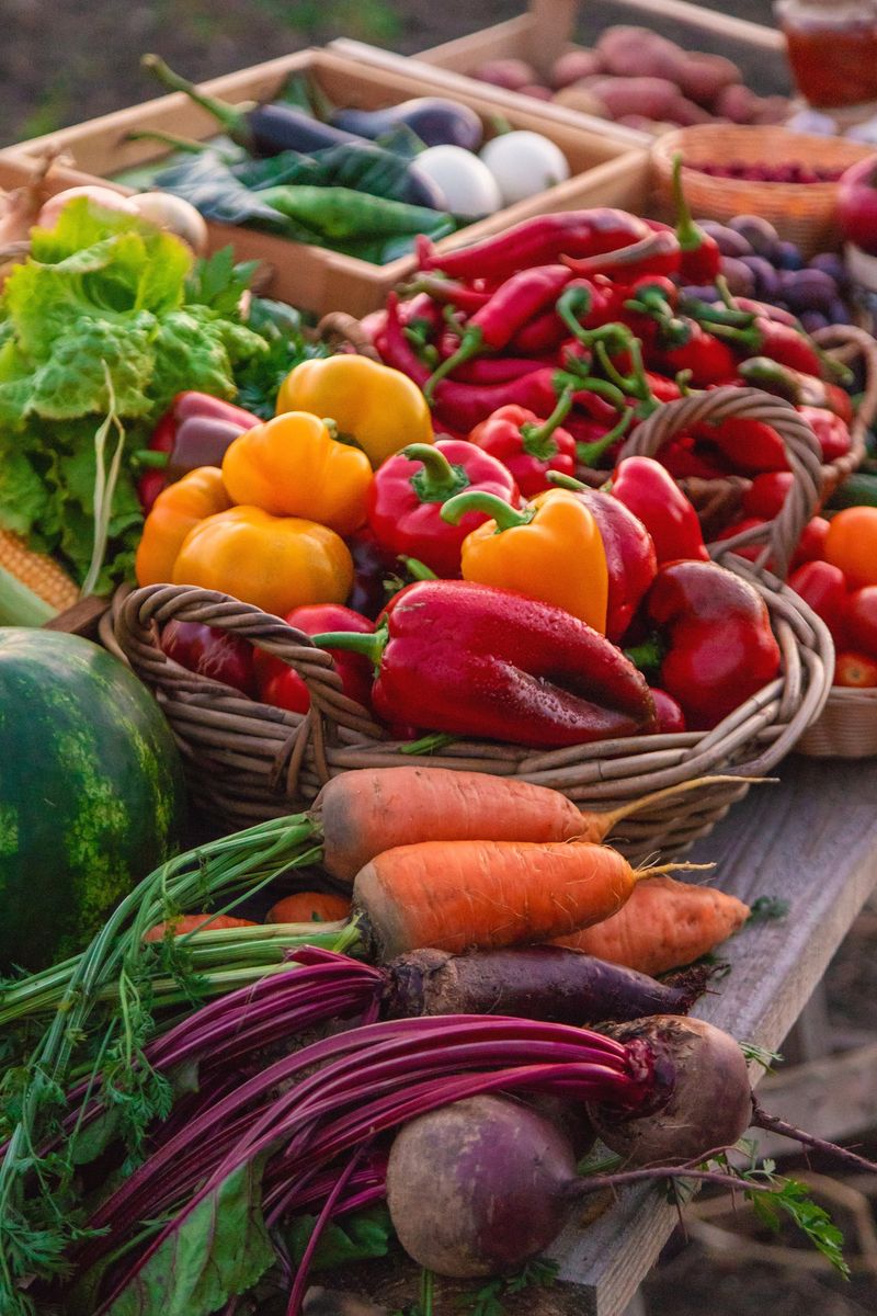 Fruits and vegetables at the farmers market. Selective focus. Food.