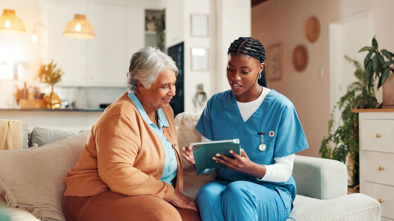 Hospital care team discussing patient discharge plan