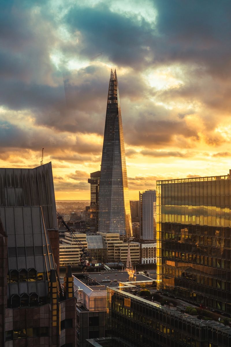 Aerial View of London with Shard and River Thames