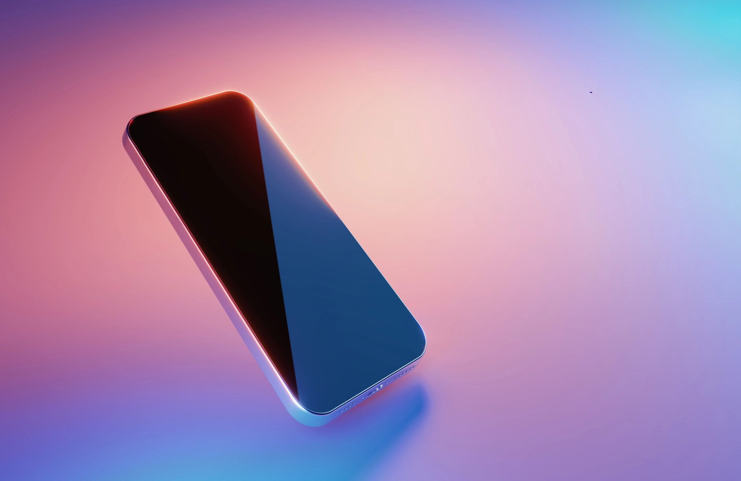 Sleek modern smartphone on a colorful gradient surface.