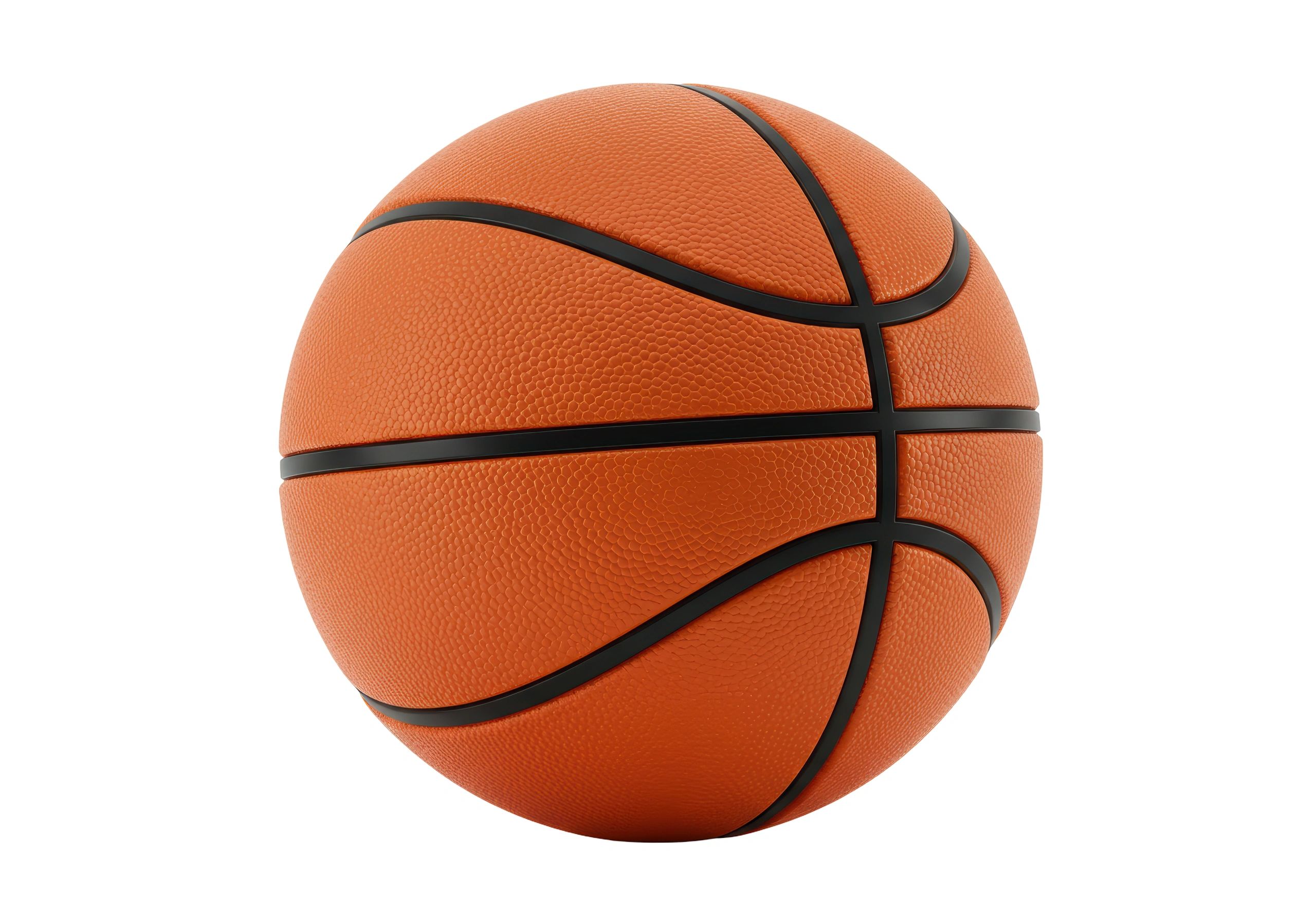 Close-up of a basketball on a white background.