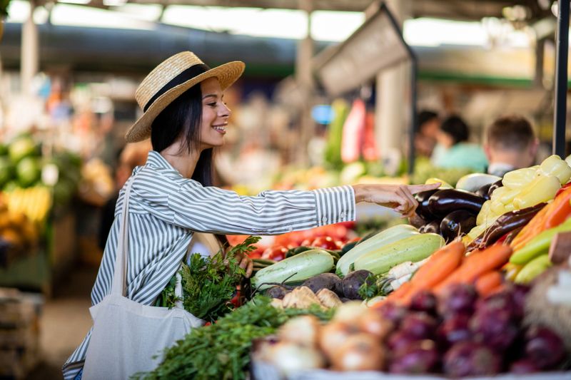 A vibrant display of fresh vegetables and fruits at Brasstown Farmers Market