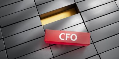 A red block labeled 'CFO' stands out among gray blocks with a golden empty space.