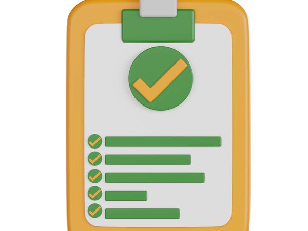 Checklist with green check marks on a clipboard.