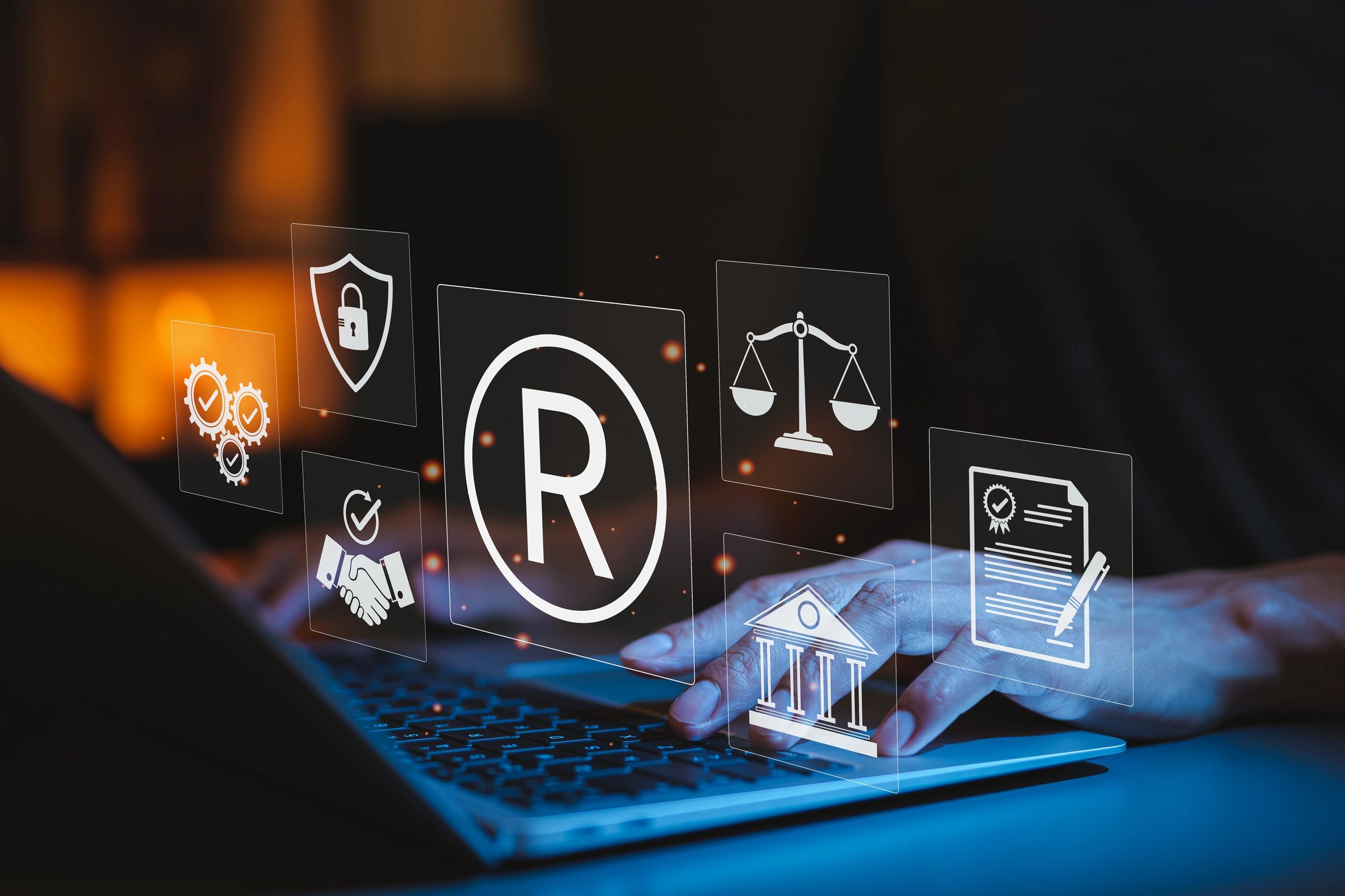 Representación digital de una marca registrada y diversos activos de propiedad industrial.
