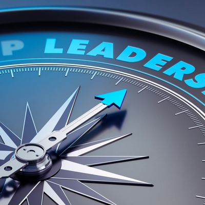 Compass pointing towards the word 'LEADERSHIP'.