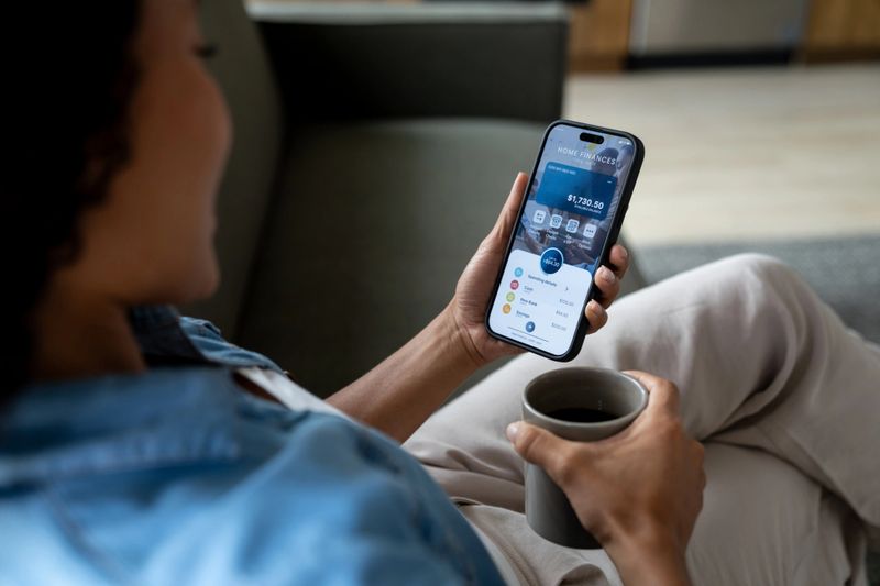 Close-up on a woman at home checking the balance on her digital wallet using a mobile app on her cell phone
