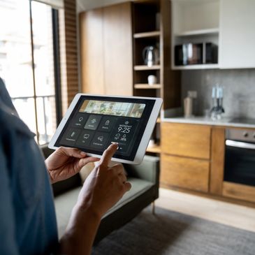 A serene landscape featuring rolling hills, a vibrant sunset, and a calm lake reflecting the colors of the sky.