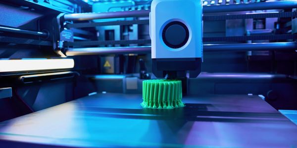 3D printer creating a green object.