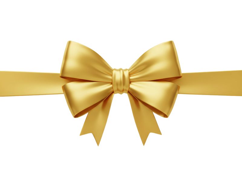 Isolated Gold Ribbon Bow, Elegant and Festive