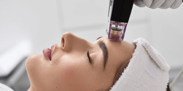 Woman receiving a professional microneedling facial treatment at BotoBeauty.