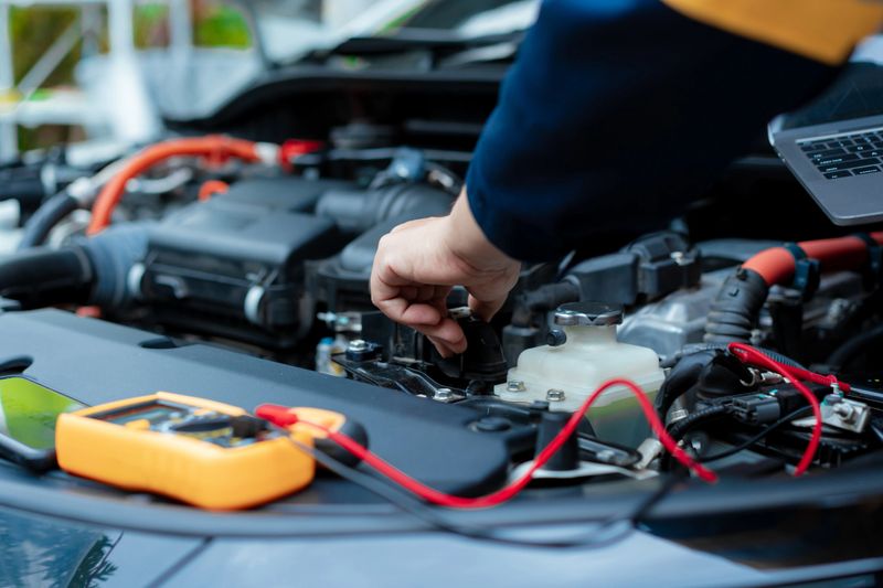 Asian male automotive technician who inspects, repairs, and maintains all vehicle systems,ensuring safe and optimal performance through expertise in engines, brakes, transmissions electrical systems