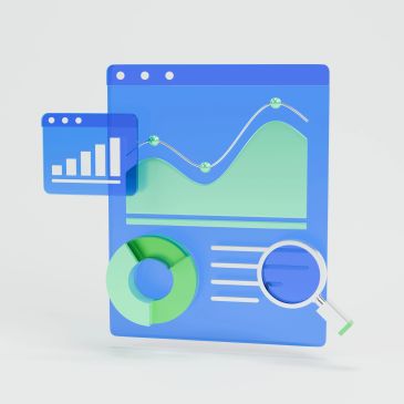 3D data analysis and visualization icons.