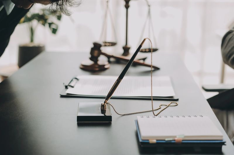 Lawyer explained to the client about the law that must be brought against the court case.