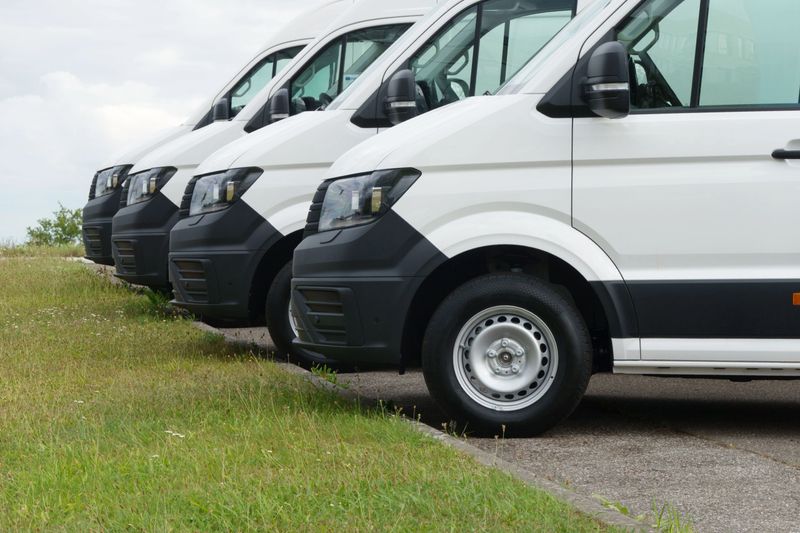 Commercial delivery vans in a row