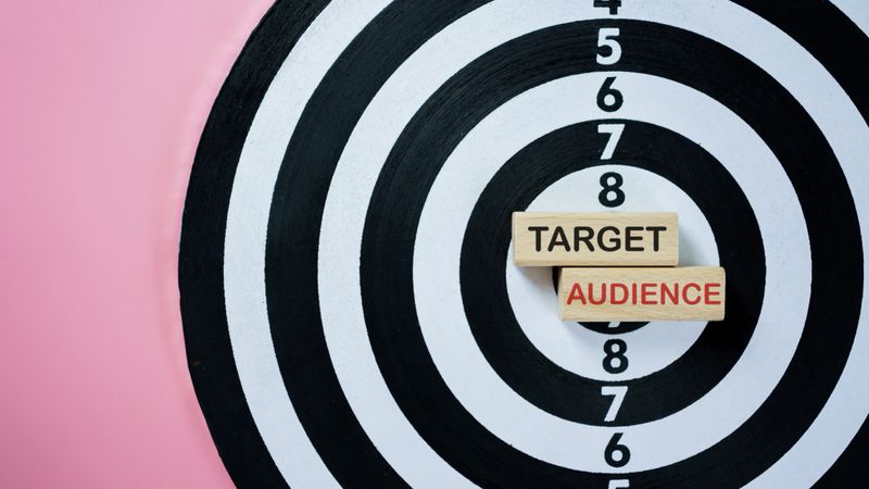 Target audience concept with bullseye focus. Marketing, customer segmentation, branding, and advertising strategy for business growth.
