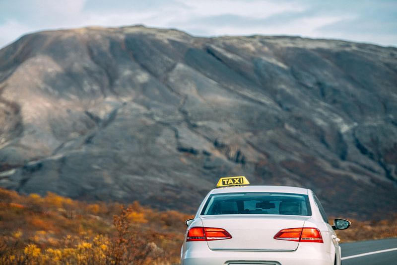 Vacant Taxi at Þingvellir National Park along the Golden Circle in Iceland
