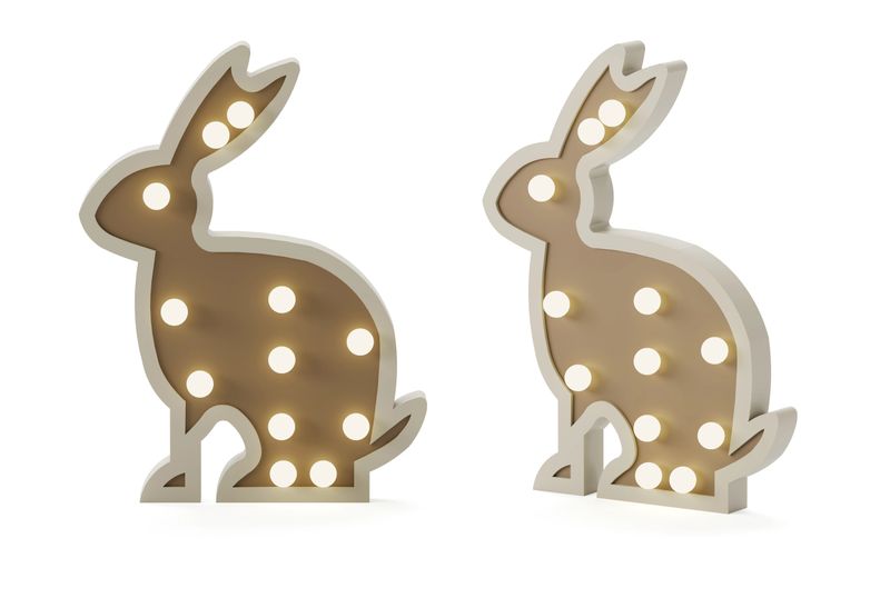 Baby rabbit night light isolated on white background. 3D rendering