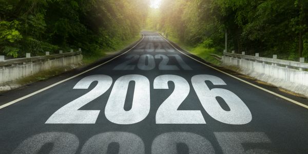 Road with years leading to 2026 horizon.