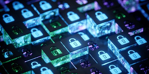 Digital locks representing cybersecurity protection, data security, and network defense systems
