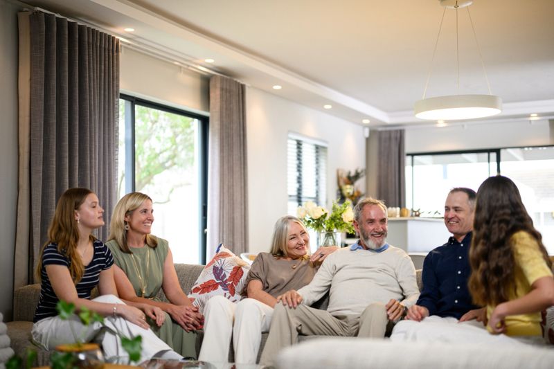 Three generation family enjoying time together at home.