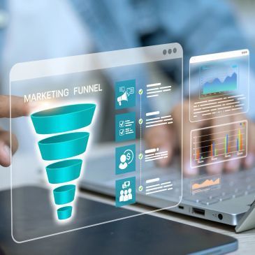 Virtual marketing funnel and analytics dashboard.