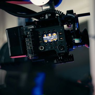 Professional video camera rig setup.
