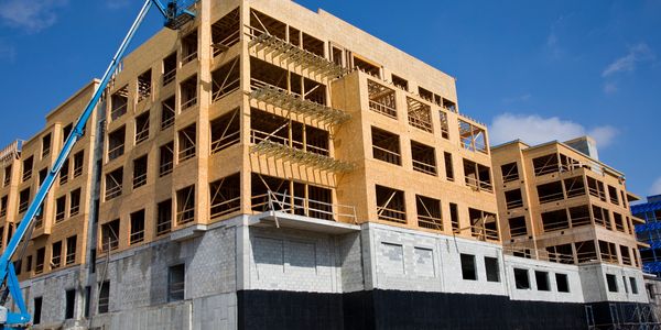 Structural framework of a new condominium development.