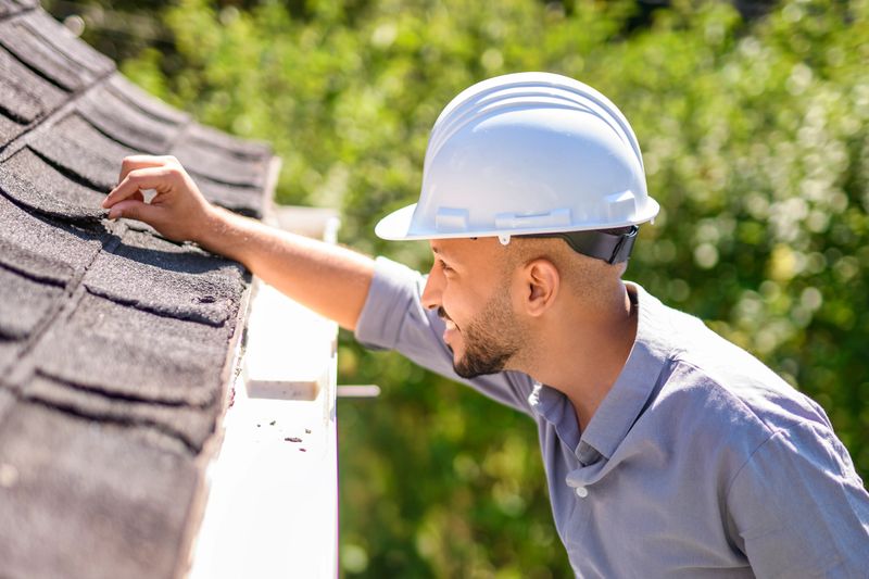 An Arab islamic man with hard hat to roof inspector