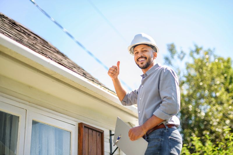 An Arab islamic man with hard hat to roof inspector