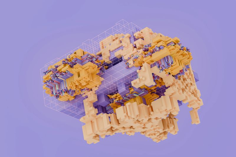Abstract geometric shapes. 3D generated image.