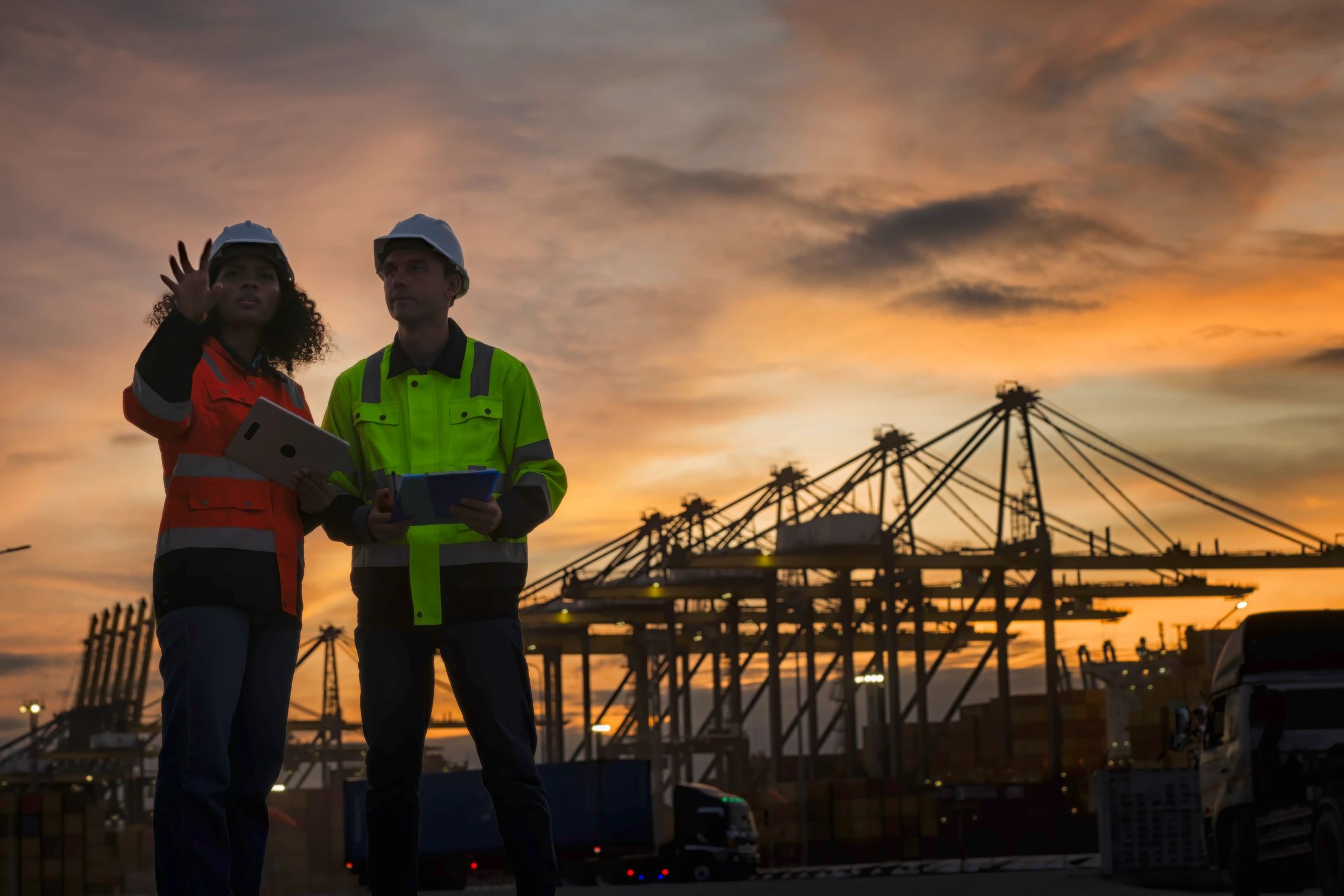MS LOGISOL, Transporte internacional. Personas analizando la logística de una carga.