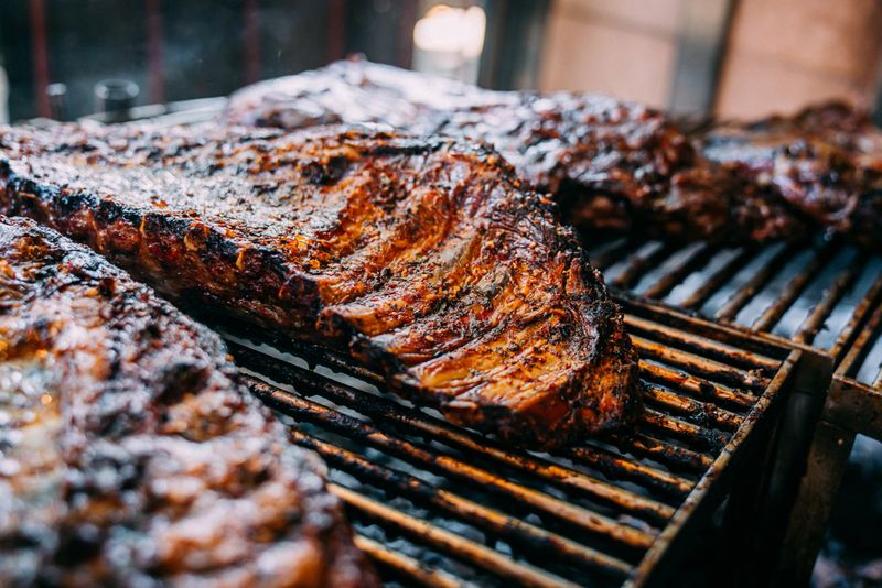 Argentinian Asado in a barbecue with hot charcoal