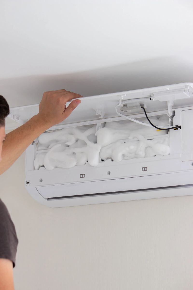 Deep AC Cleaning. Treating the Evaporator with Cleaning Foam.