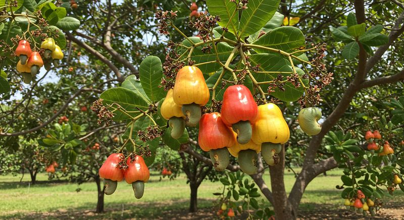 Many cashew fruits on the tree