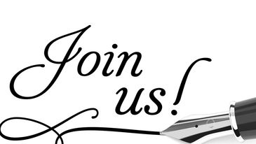 Fountain pen next to 'Join us!' text.